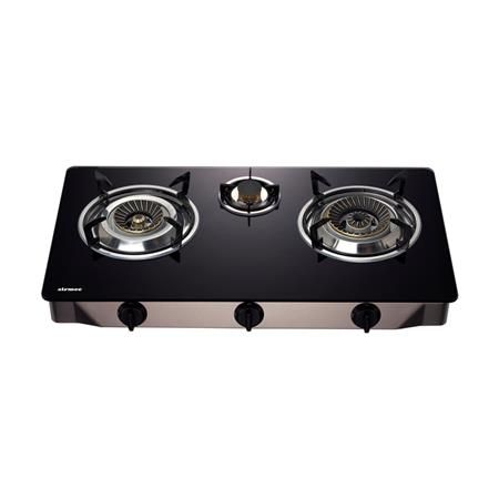 Cocina gas INOX con cristal templado 3 fuegos AM130909