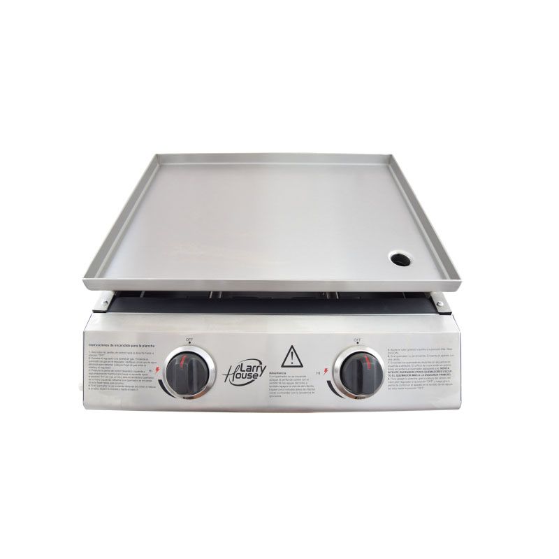 plancha asar 2 fuegos inox