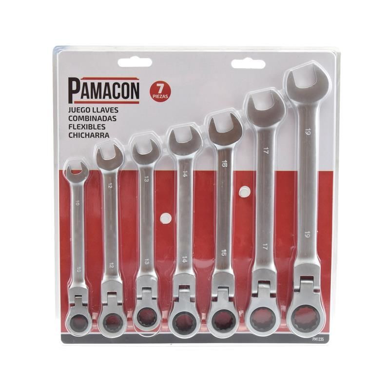 Juego 7 PCS Llaves combinadas flexible chicharra PM1235