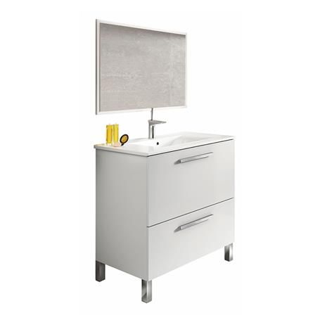 Mueble baño + espejo Urban blanco brillo 80X80X45CM 305412B0