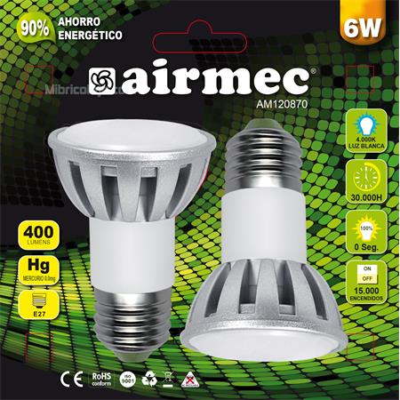 Pack 2pcs Bombillas LED E27 6W luz blanca AM120870 - Imagen 3