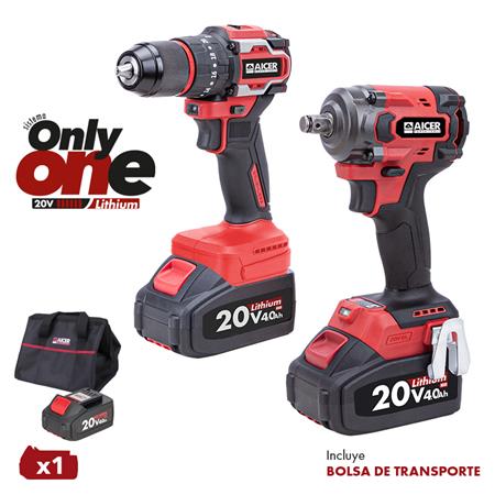Pack taladro y Llave impacto 20V Only one (1X 4.0 AH) AC1732