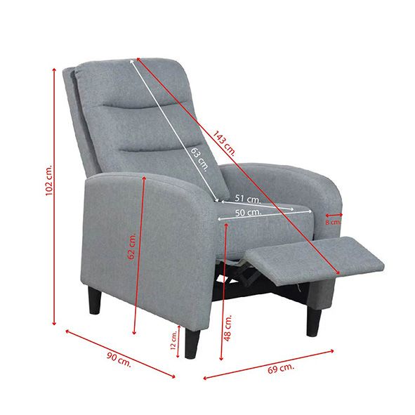 Butaca relax 69X90X102CM Mod. Arya gris - Imagen 3