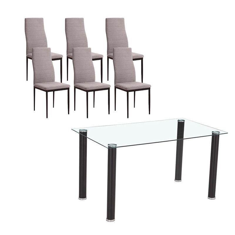 Conjunto comedor mesa y 6 sillas Mod. Yuri negro