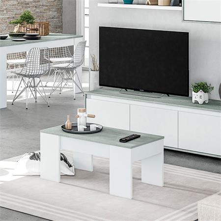 Mesa centro elevable Mod. Gala blanco cemento 90X50X46CM - Imagen 2