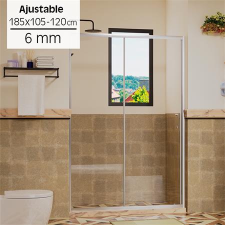 Mampara frontal ajustable de ducha (185X105-120CM 6MM) BT2269