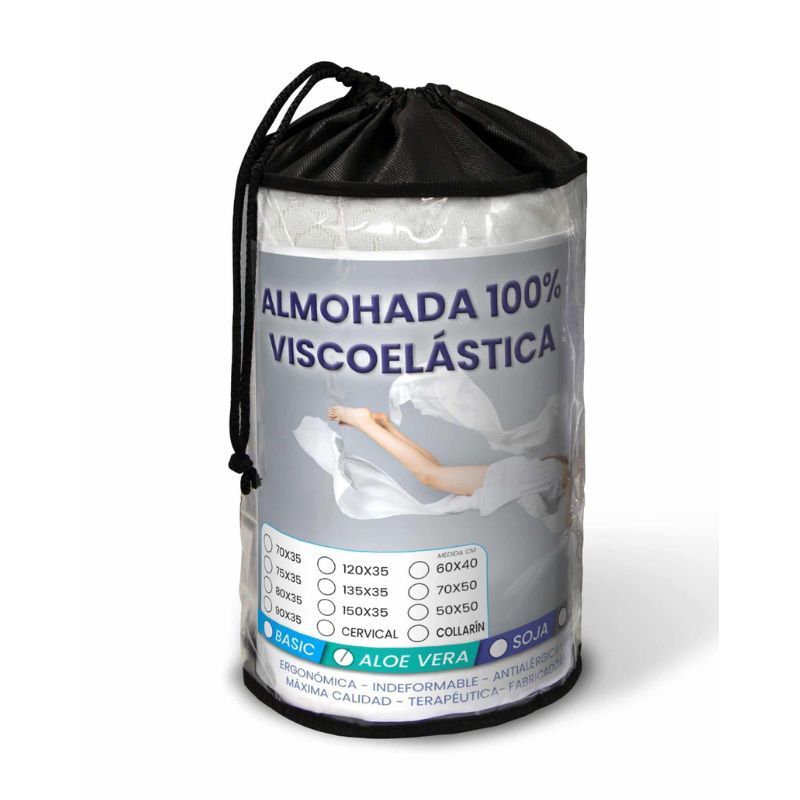 Almohada Enrollada Viscoelástica Aloe Vera 70 cm