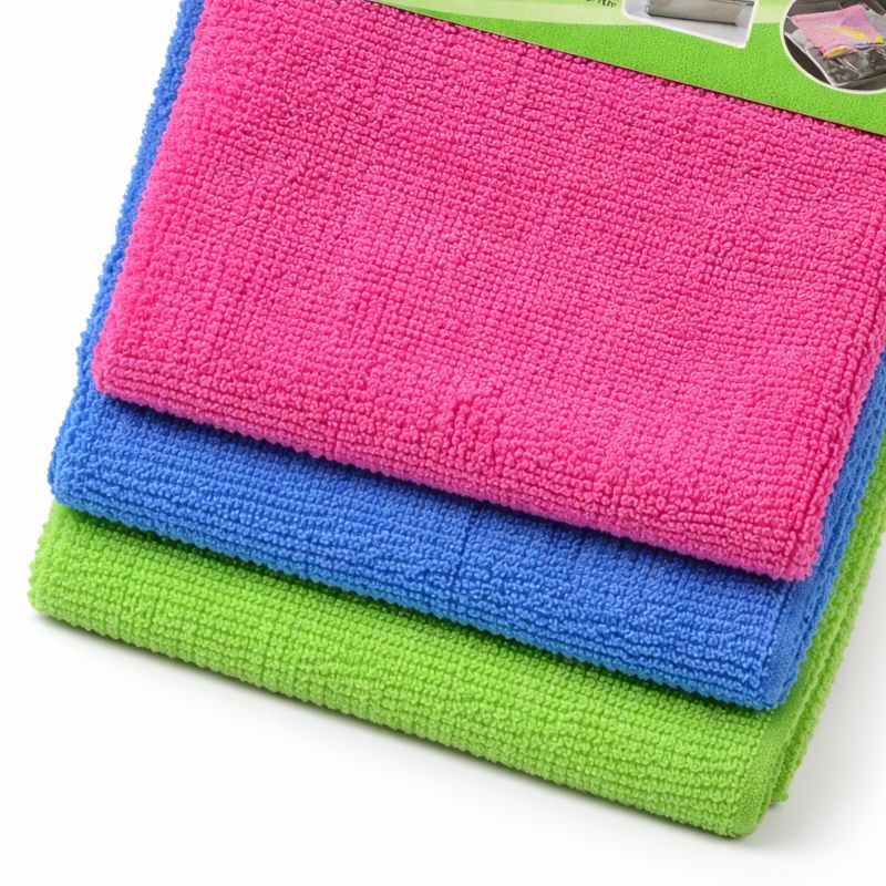 Set paños de cocina microfibra 3pzs 20x40cm rosa+verde+azul