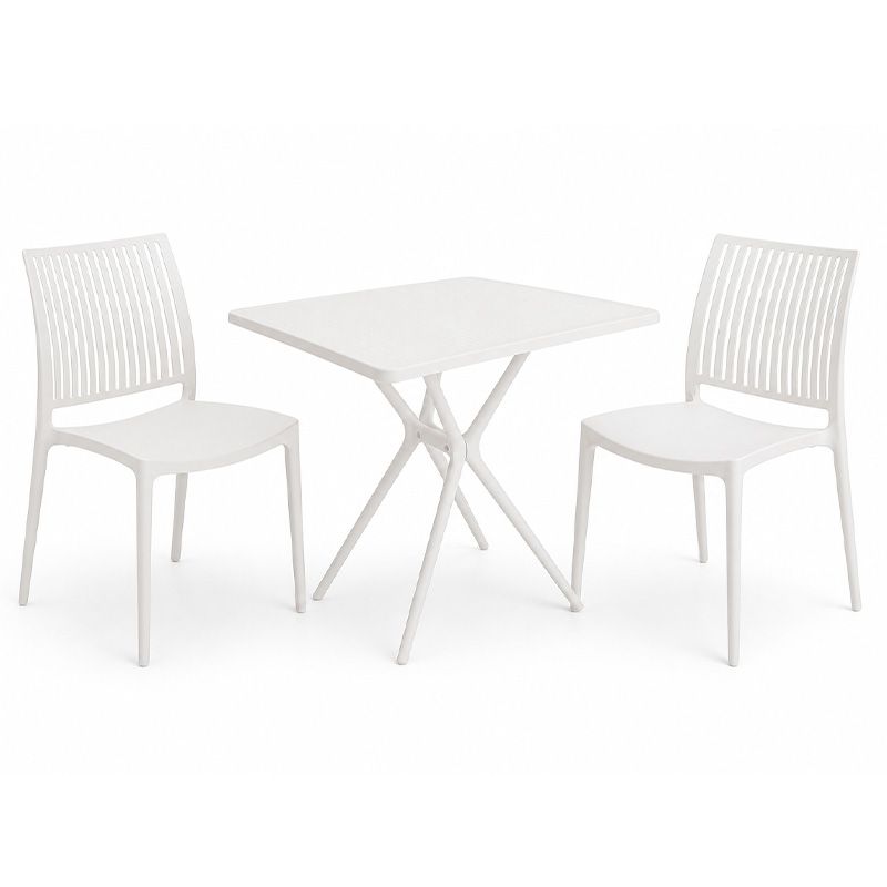 Conjunto Mesa Lina y 2 Sillas Brenda PVC blanco