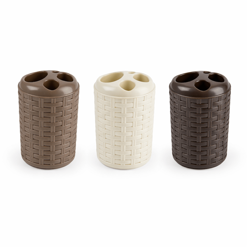 Portacepillos efecto mimbre Modelo Rattan