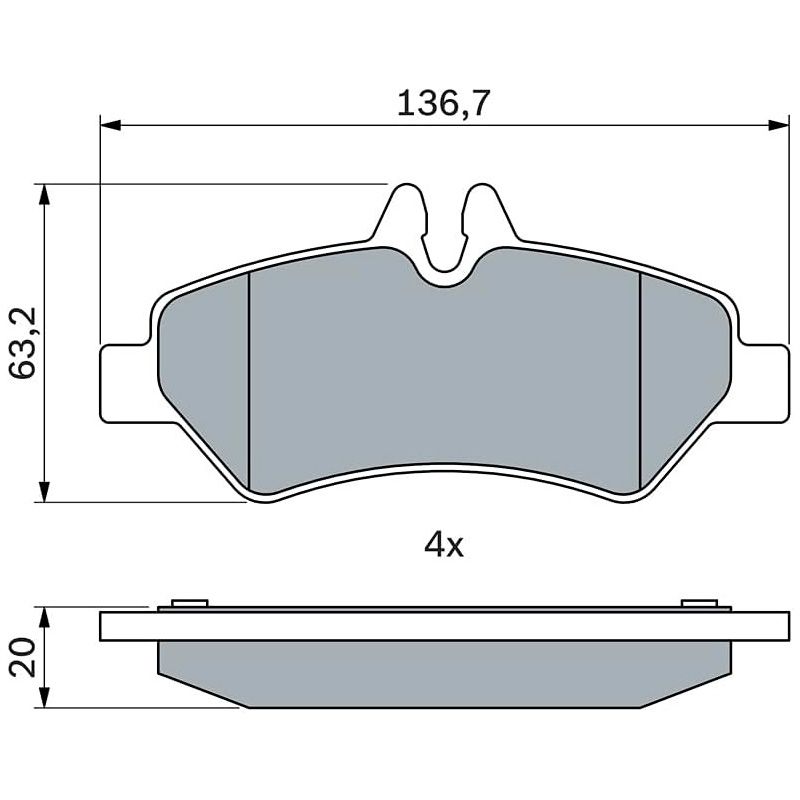 Bosch BP1033 Juego de 4 Pastillas de freno Eje trasero ECE-R90-1 - Imagen 2