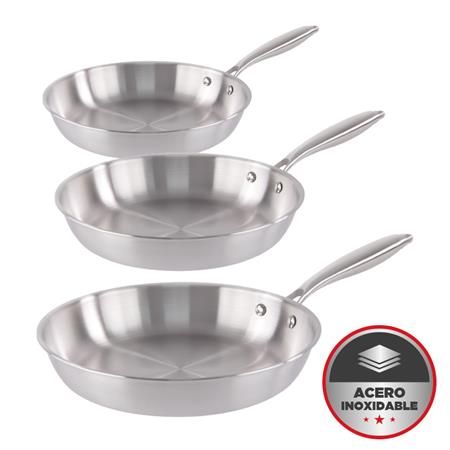 Juego de sartenes inoxidables 3 PCS 20-24-28 CM LH2331