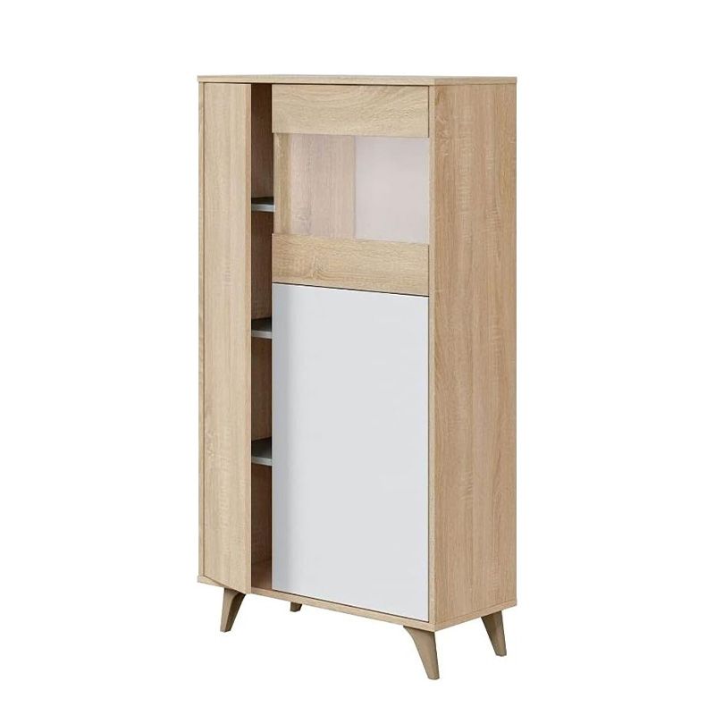 Mueble Vitrina 3 Puertas Roble Canadian y Blanco Artik 77cm x 33cm x 142cm