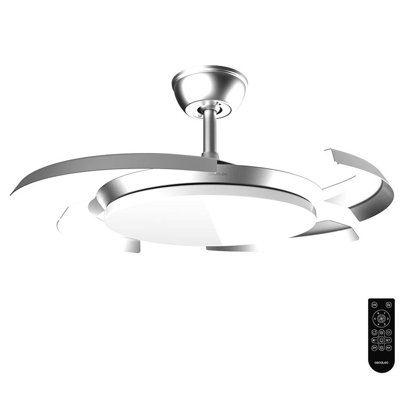 Ventilador de Techo con Luz con Aspas Retráctiles EnergySilence Aero 4500 Puzzle Invisible Silver