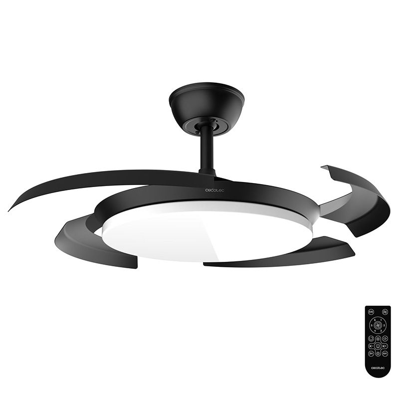 Ventilador de techo con aspas retráctiles EnergySilence Aero 4500 Puzzle Invisible Black Cecotec