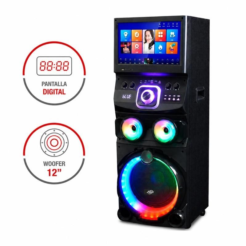 Altavoz Karaoke Bayamón 12" 1000W con Pantalla Android 13, Bluetooth y 2 Micrófonos Inalámbricos LH2314