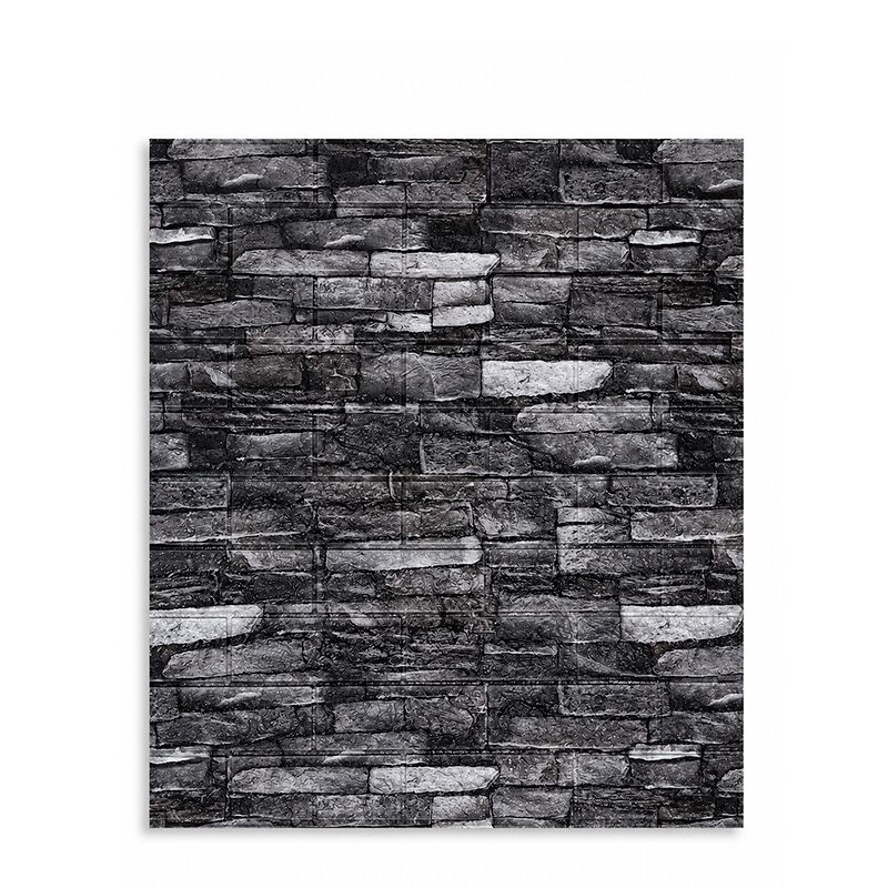 Panel Decorativo de Pared 3D Autoadhesivo Efecto Piedra Negro 77x70 cm