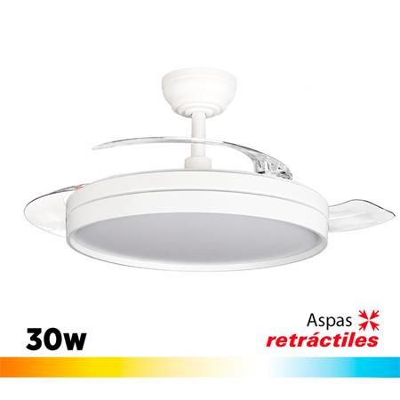 Ventilador de techo con aspas retráctiles Luz LED 30W