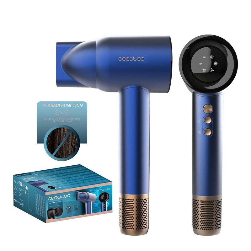 Secador De Pelo Ionicare Rockstar Nano Iontech Blue Con Plasma 110000 Rpm Pantalla Control Inteligente
