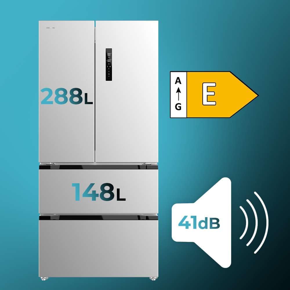 Frigorífico Puerta Francesa Cecotec Bolero CoolMarket FD 436 Inox E – 463 L - Imagen 3