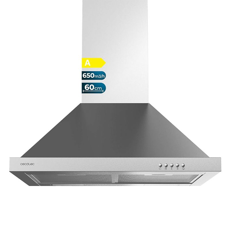 Campana Extractora 60CM Piramidal Bolero Flux PM 606500 Inox A Cecotec