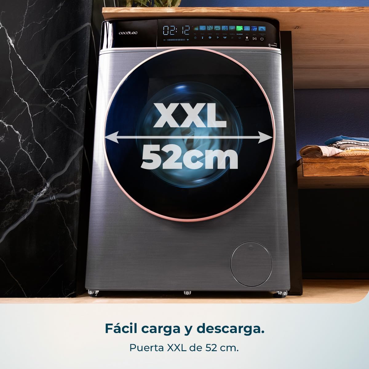 Lavadora secadora steel de 8 a 5 kg Bolero Wash&Dry 85900 Inverter Acero Cecotec - Imagen 10