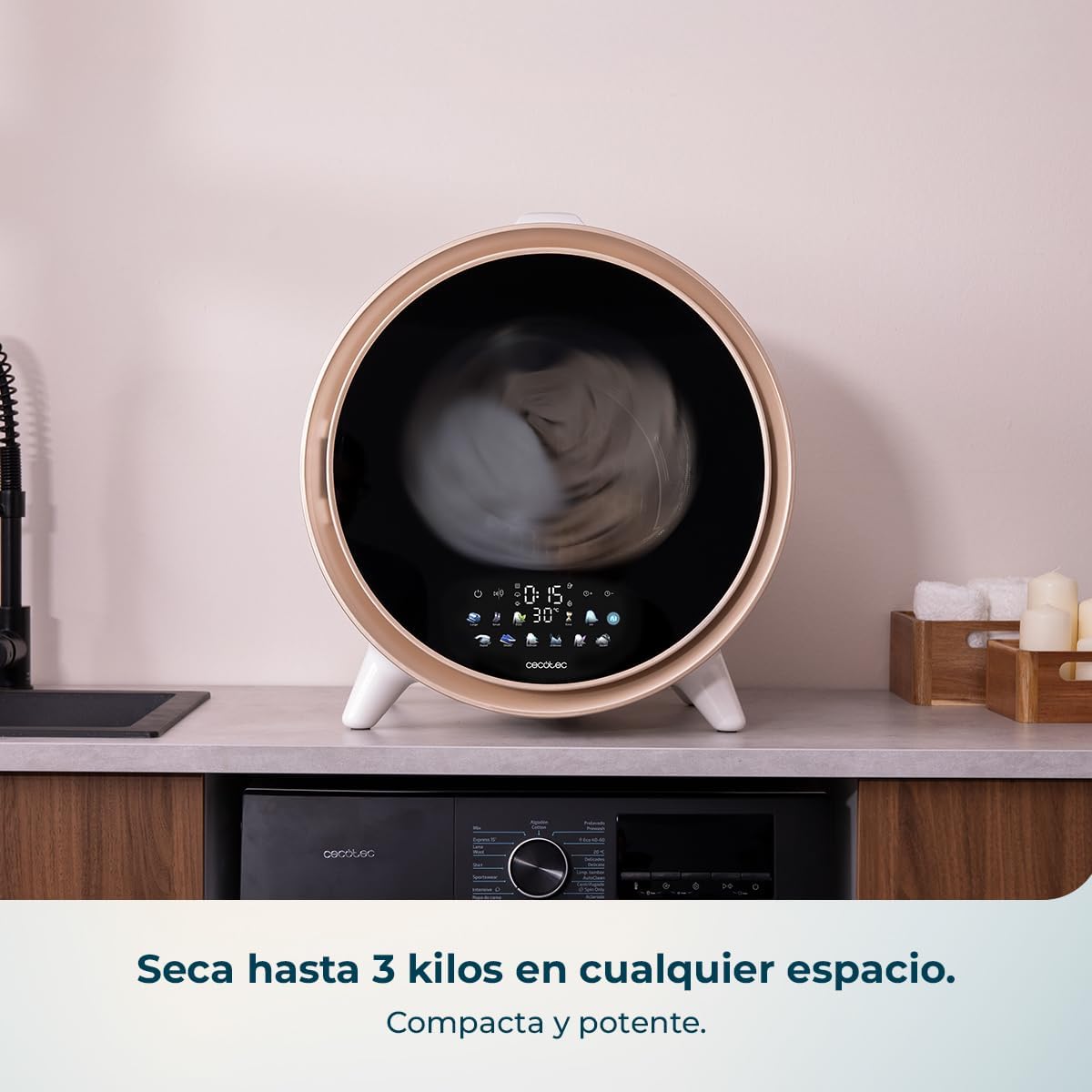 Secadora compacta de evacuación 3Kg Bolero DressCode Dry 3600V Gold Cecotec - Imagen 12