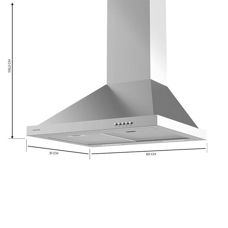 Campana Extractora 60CM Piramidal Bolero Flux PM 606500 Inox A Cecotec - Imagen 5