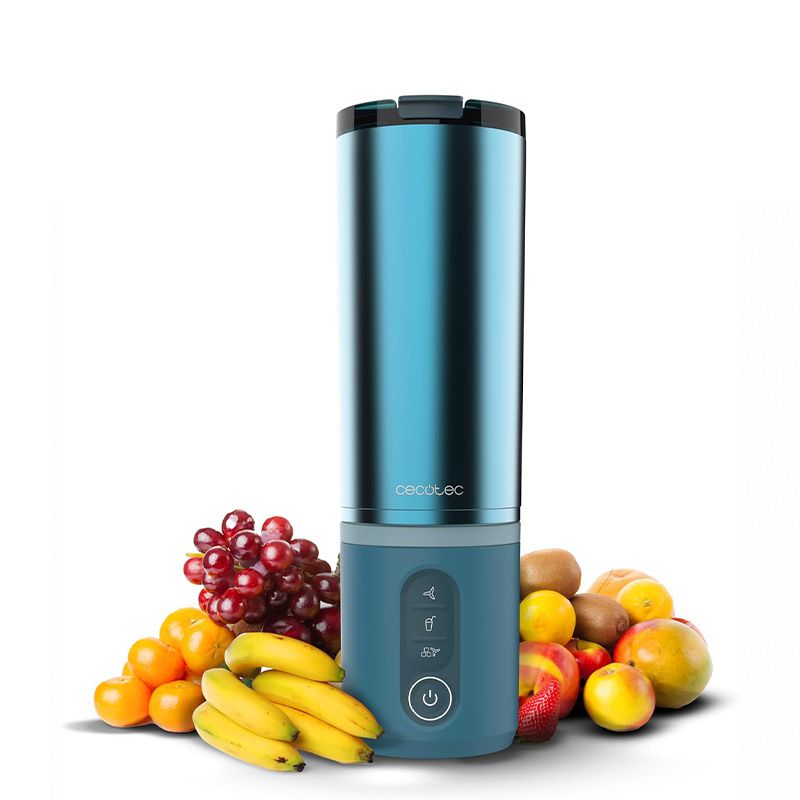 Batidora portátil de vaso individual Power Titanium Shake2Go Lagoon Steel Cecotec