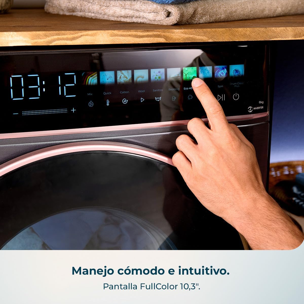 Lavadora secadora steel de 8 a 5 kg Bolero Wash&Dry 85900 Inverter Acero Cecotec - Imagen 9