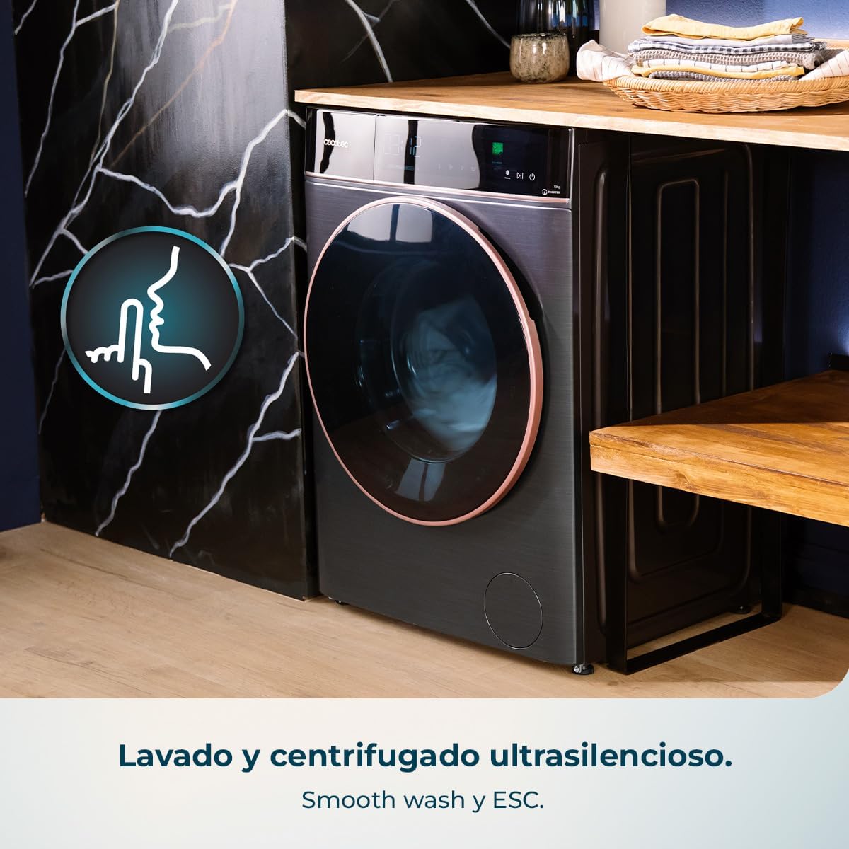 Lavadora secadora steel de 8 a 5 kg Bolero Wash&Dry 85900 Inverter Acero Cecotec - Imagen 8