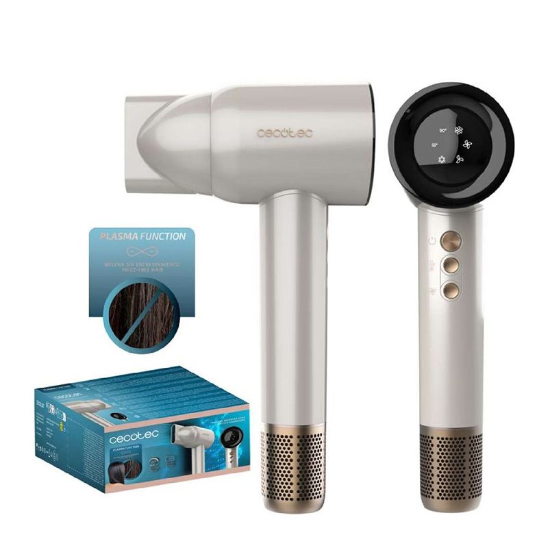 Secador De Pelo Ionicare Rockstar Nano Iontech Champagne Con Plasma 110000 Rpm Pantalla Control Inteligente