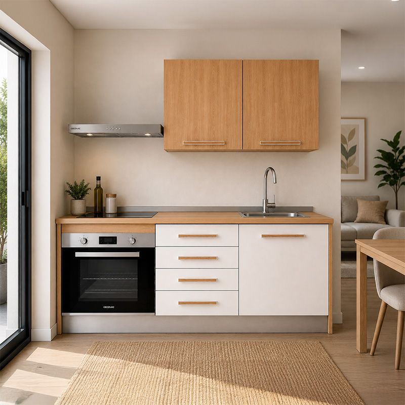 Ambiente de cocina Mod. 03 Family 180CM roble aurora-blanco brillo - Imagen 3