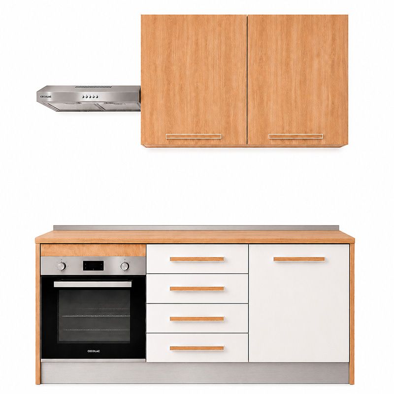 Ambiente de cocina Mod. 03 Family 180CM roble aurora-blanco brillo