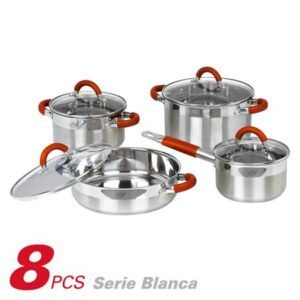 Batería de Cocina Inox Serie Blanca Larryhouse 8 Piezas – LH2283