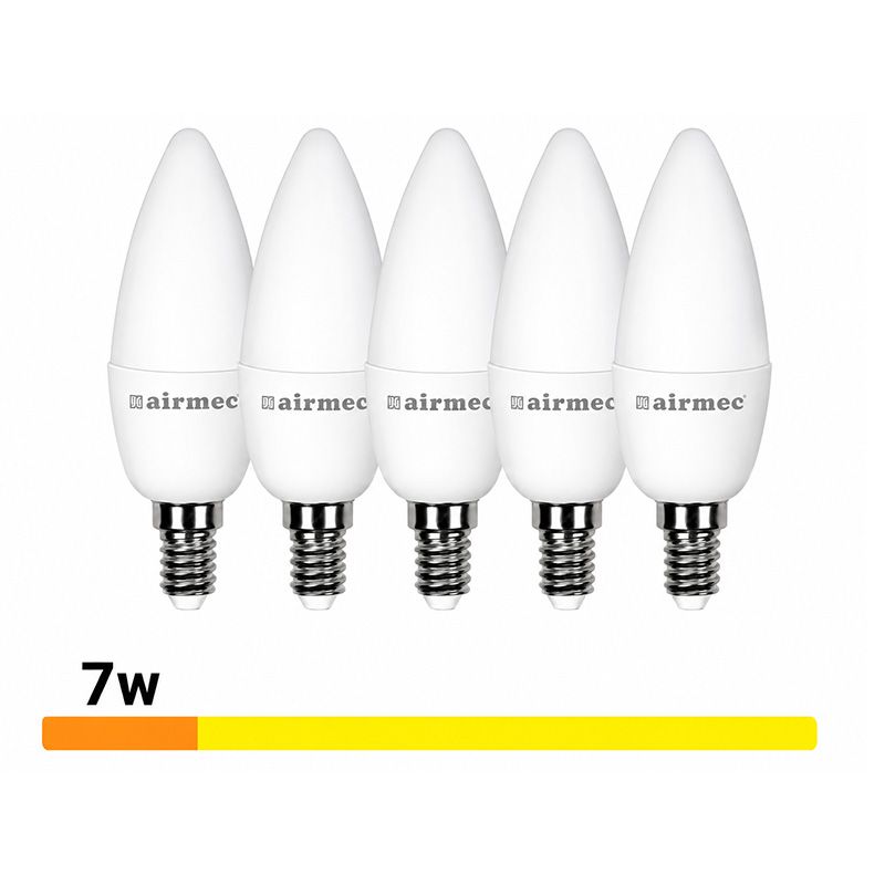 Bombillas LED Pack 5 UNI. 7W C37 E14 luz cálida AM130427