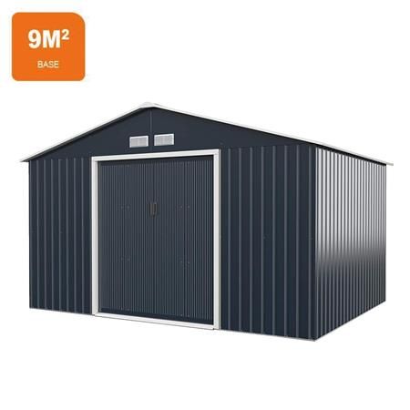 Caseta de metal 9m² con puertas correderas 303x301x214CM AM131452