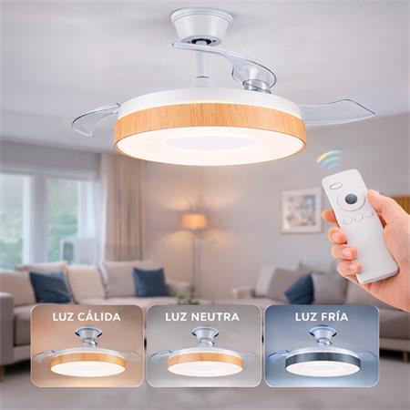 Ventilador de techo con luz LED y aspas retractiles 42" 30W LH2334 - Imagen 4