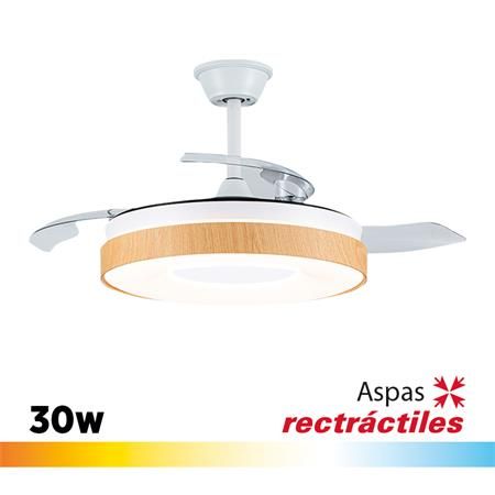 Ventilador de techo con luz LED y aspas retractiles 42" 30W LH2334