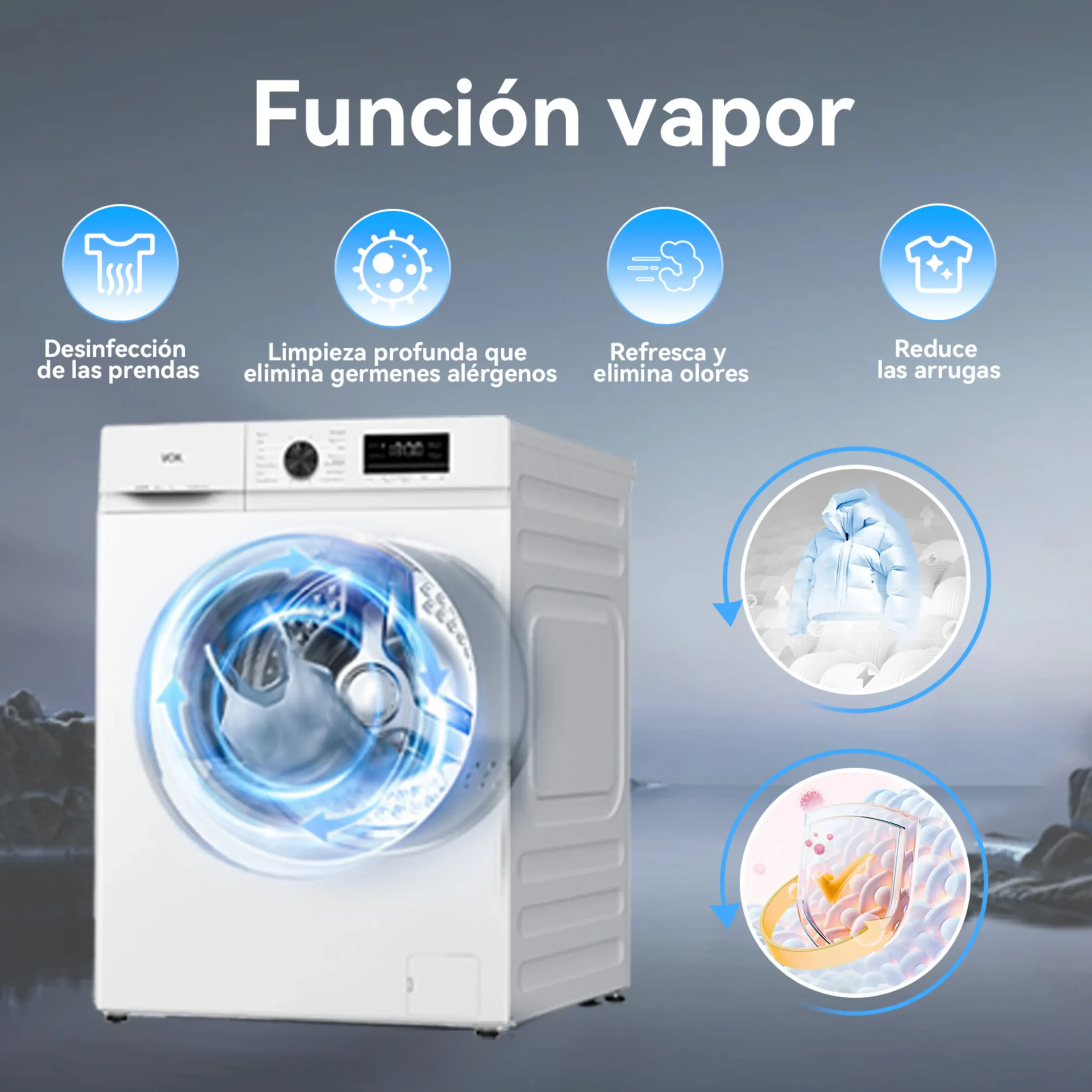 Lavadora de carga frontal 8kg VOK EVW-8BAWL2412 - Imagen 5
