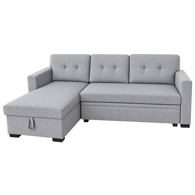 Sofá Cama con Chaiselongue Reversible y Arcón de Almacenaje 207cm gris