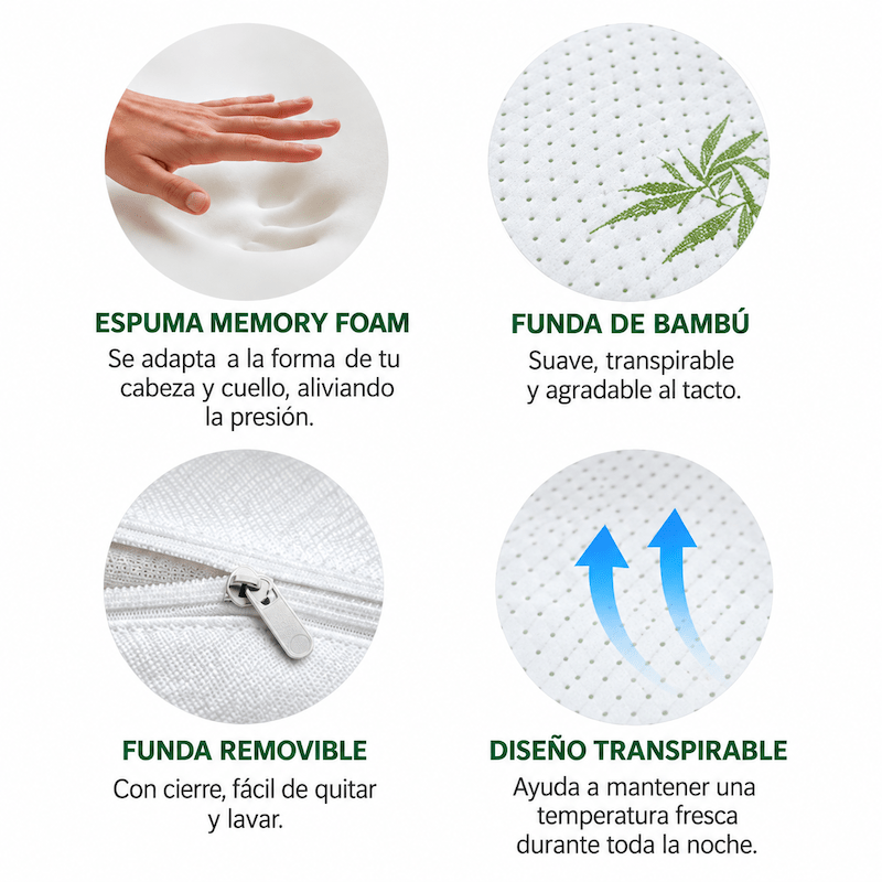 Almohada Viscoelástica Bamboo 40x70 cm Memory Foam - Imagen 6