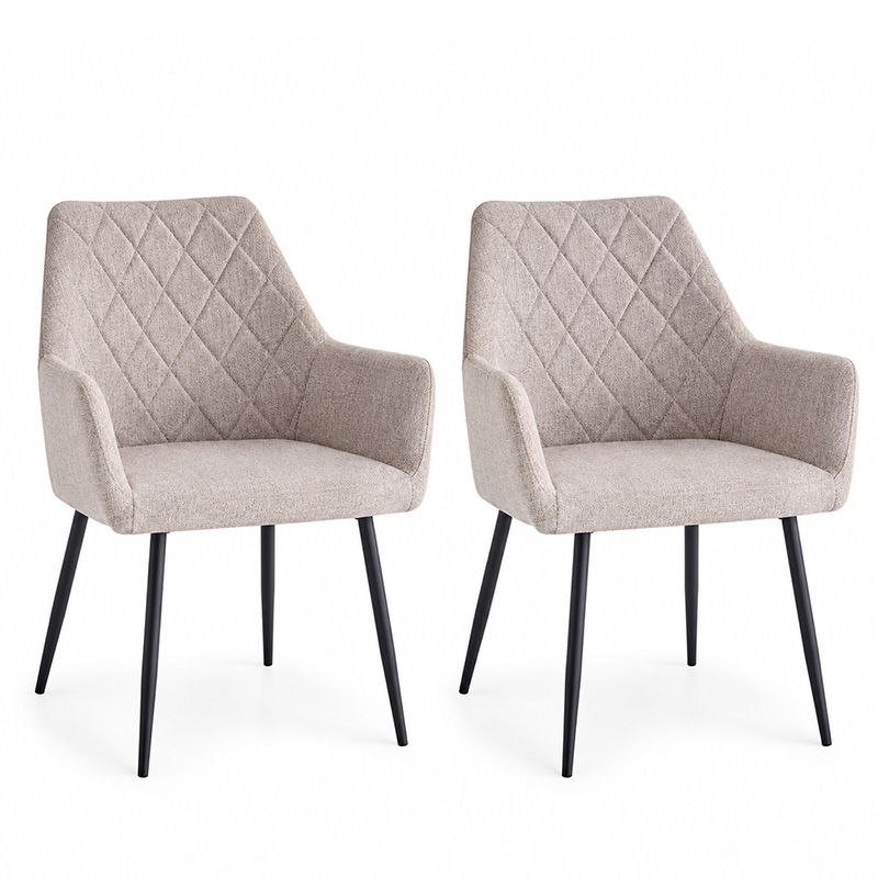 Juego de 2 sillones Devon Beige Tapizados Tela Neve