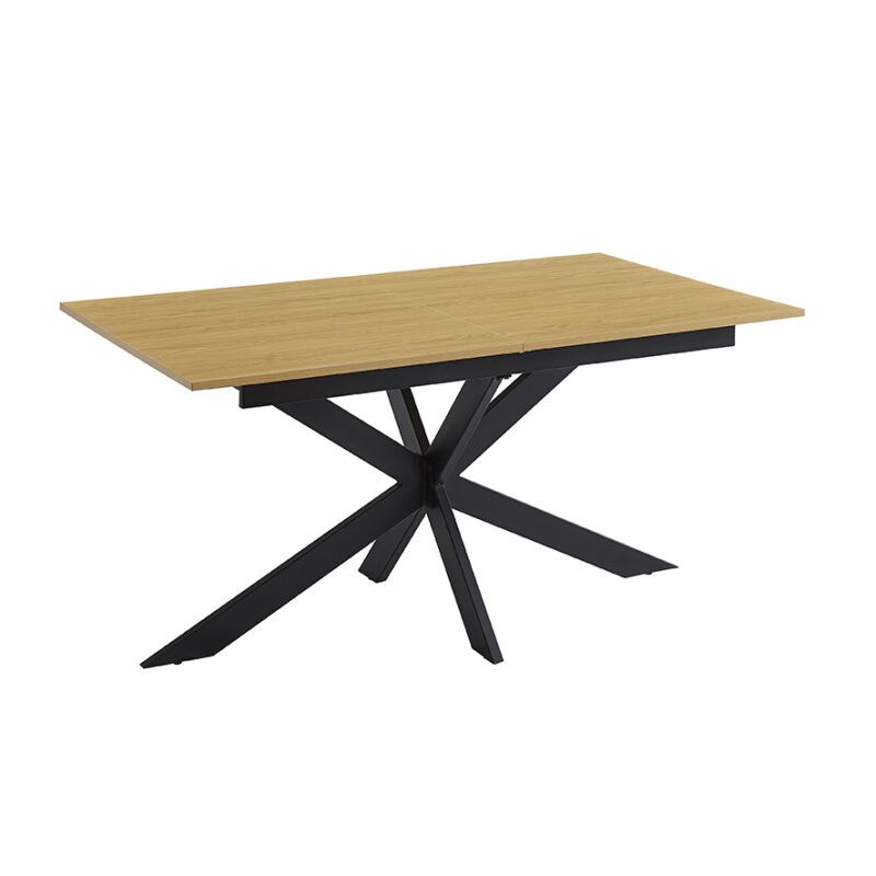 Mesa de comedor extensible Keller 160-240x90 cm MDF y Metal Negro