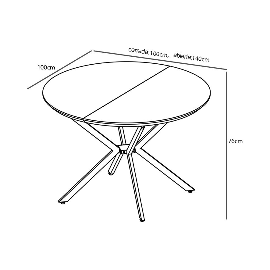 Mesa Redonda Extensible Winsor 100-140 cm MDF Negro - Imagen 8