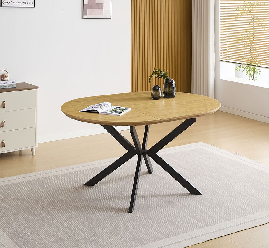 Mesa Redonda Extensible Winsor 100-140 cm MDF Negro - Imagen 7