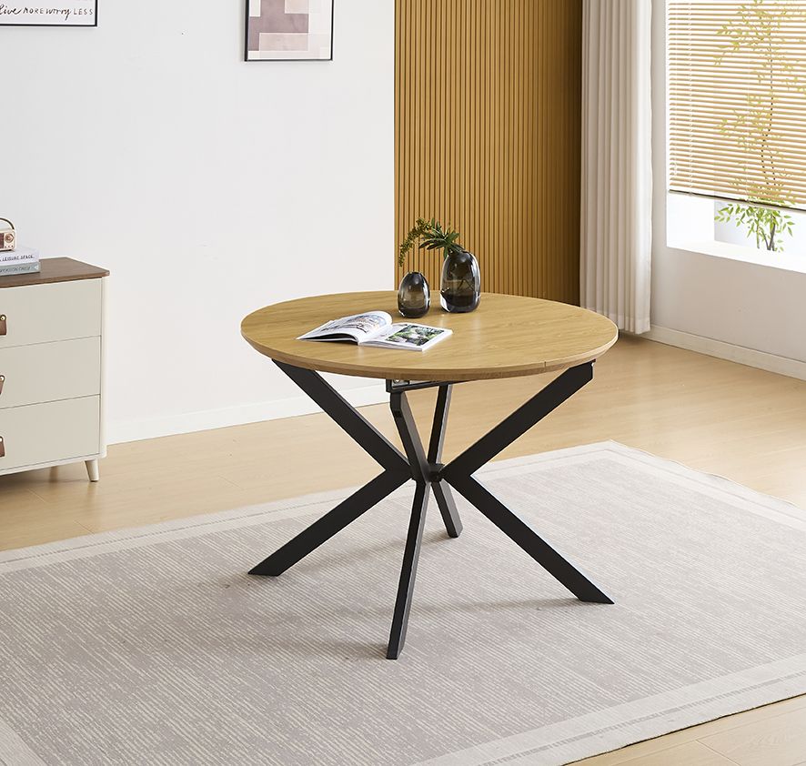 Mesa Redonda Extensible Winsor 100-140 cm MDF Negro - Imagen 6