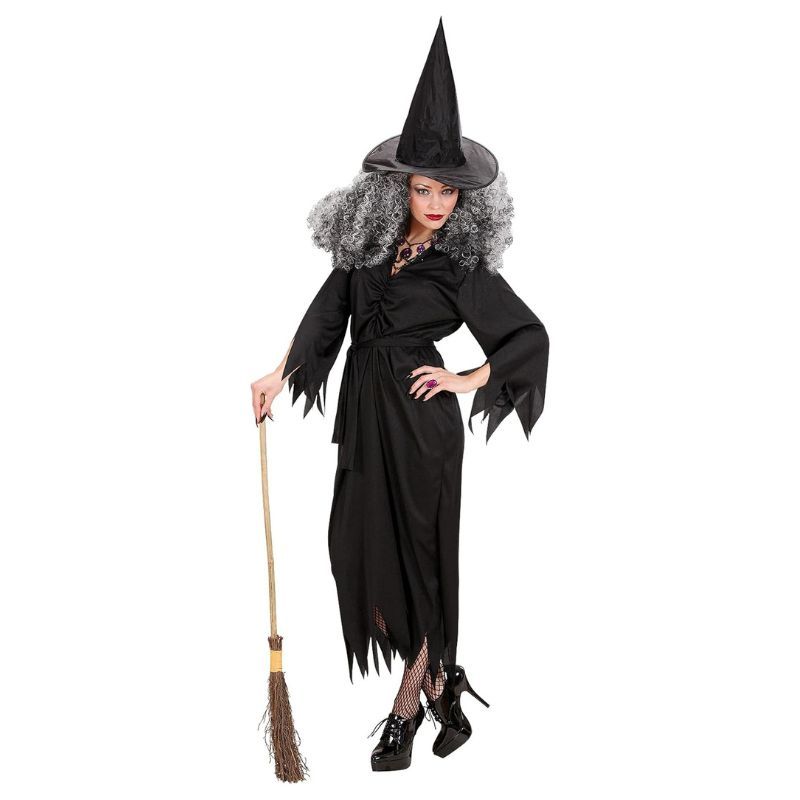 Disfraz Bruja Vestido con Sombrero Negro Talla M Halloween