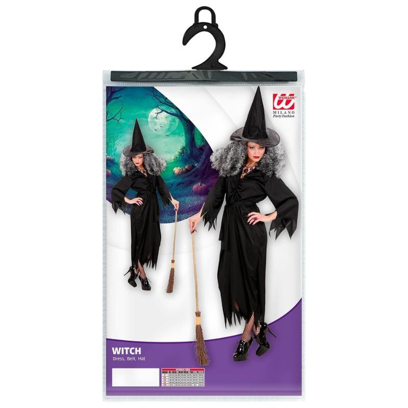 Disfraz Bruja Vestido con Sombrero Negro Talla M Halloween - Imagen 2
