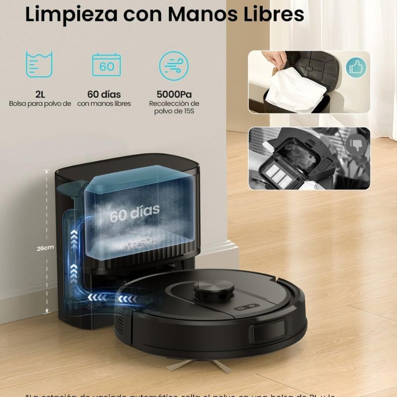 Robot Aspirador y Fregasuelos con Autovaciado Vexilar W11 5000Pa - Imagen 3